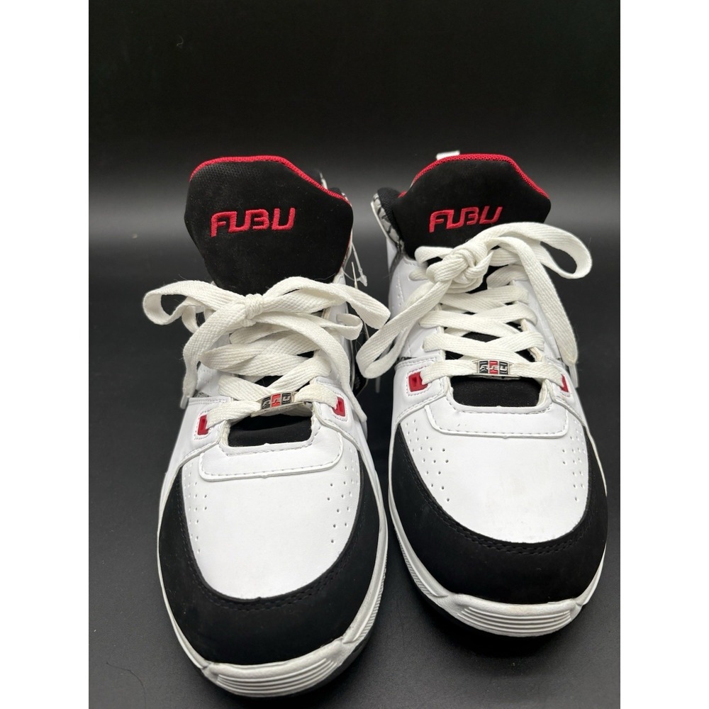 FUBU Men's White Black Red Mid Top Sneakers Sz 10.5 Vintage Y2K 90s Style NOS - Picture 3 of 16